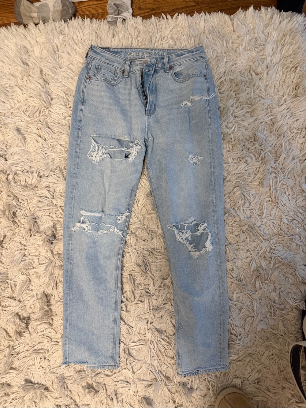 American Eagle Outfitters Light Blue Distressed Straight Jeans